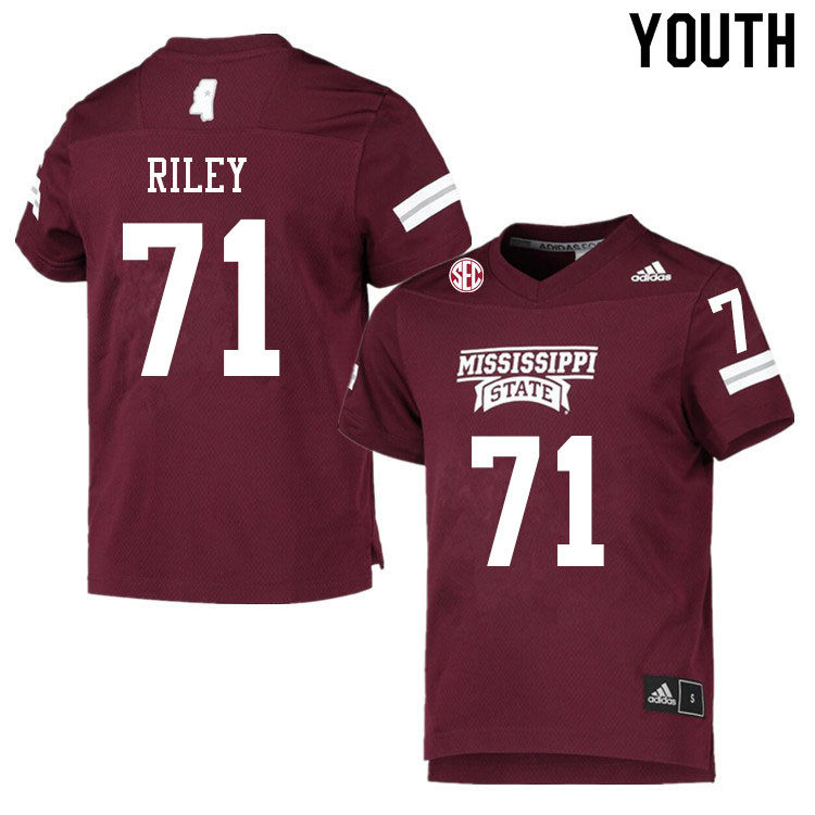 Youth #71 Jim Riley Mississippi State Bulldogs College Football Jerseys Sale-Maroon